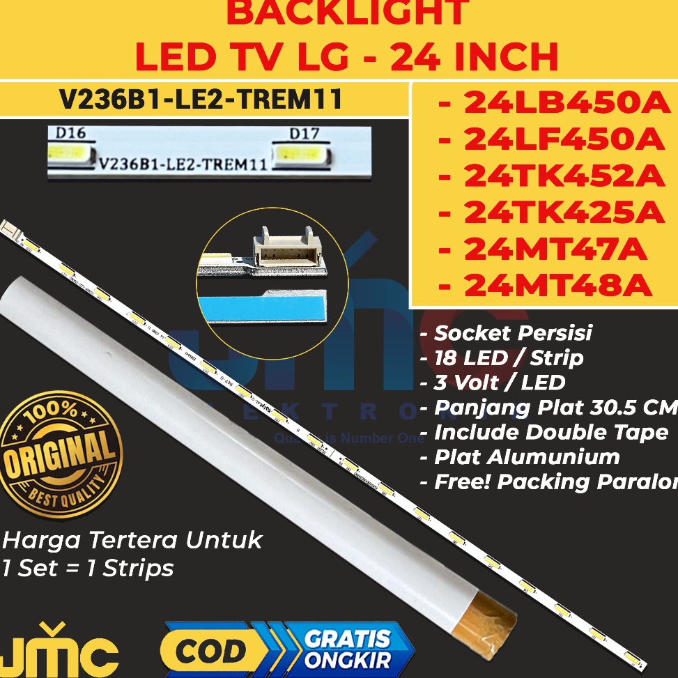 Eyc BACKLIGHT TV LED LG 24LB45A 24LF45A 24MT47A 24MT48A 24TK452A 24LB452 24LF45 24LB45 24MT47 24TK45