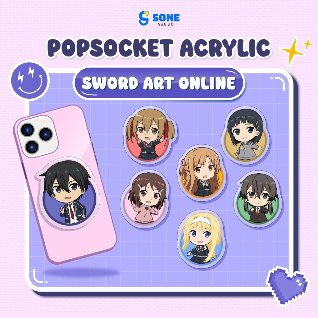 Popsocket Sword Art Online / Griptok / Aksesoris HP Anime Akrilik Acrylic Print UV