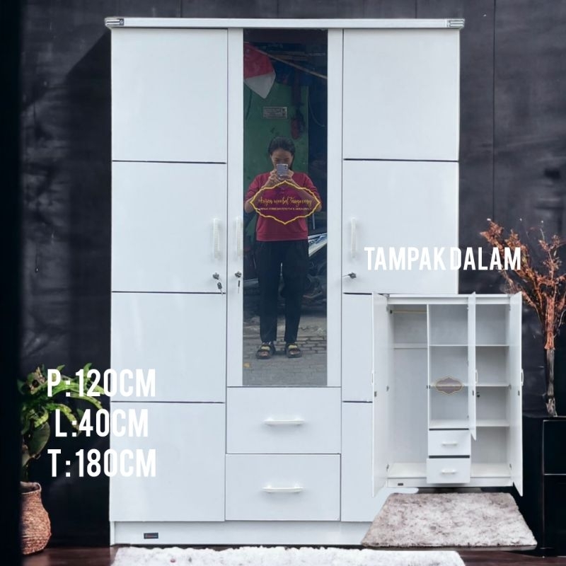 Lemari Pakaian Baju Bahan Partikel 3 Pintu