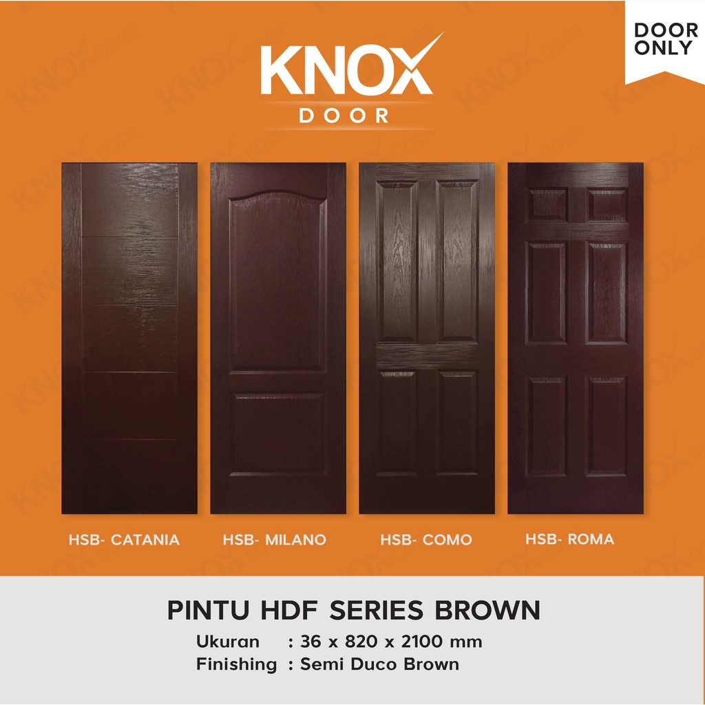 KNOX DOOR - Pintu Utama HDF Series Brown Semi Duco Brown 36 x 820 x 2100mm
