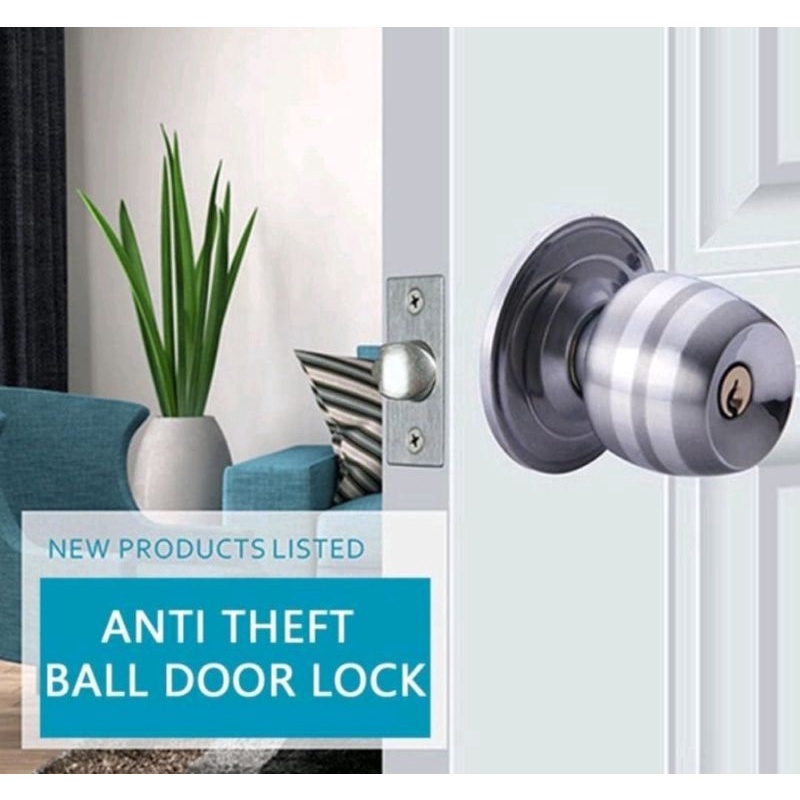 HOT Product Kunci Bulat Kamar Mandi stainless  Kunci pintu gagang bulat WC toilet  Pintu Bulat Kamar