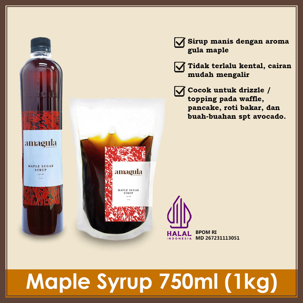 

AMAGULA MAPLE SYRUP/ SIRUP MAPLE 750ML (±1KG) - UNTUK TOPPING DAN DRESSING PADA MAKANAN, BUAH, ICE CREAM, DAN MINUMAN – HALAL