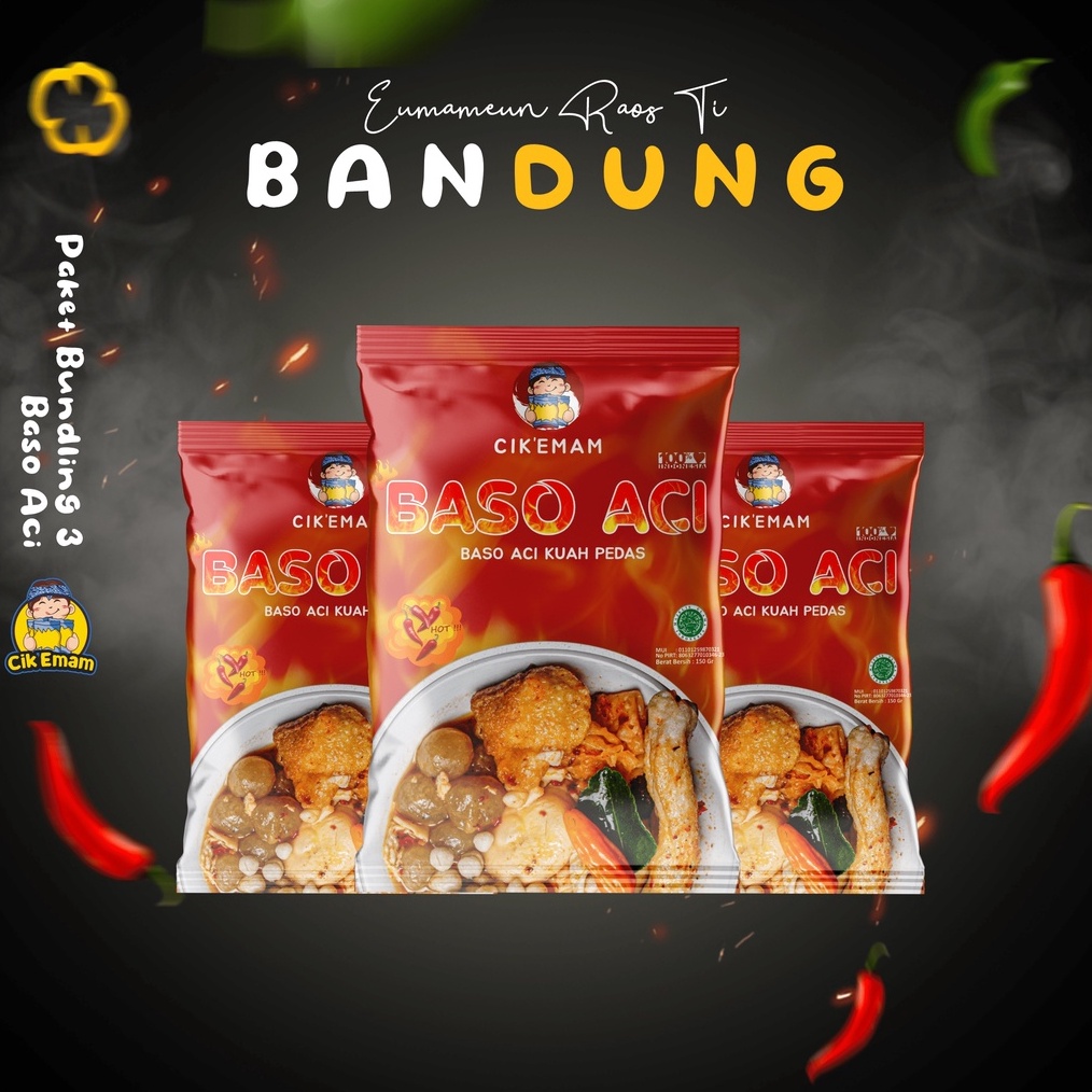 

1212 sale CikEmam Paket Baso Aci 3 Pcs Boci Kuah Pedas Chili Oil Siomay Lidah Cuanki Seblak Batagor Mie Gurih Original Makanan Instant Halal Cikemam