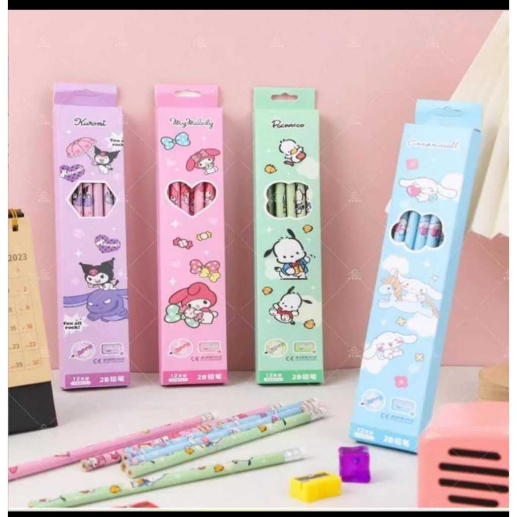 

SG 12 buah pensil KARAKTER KARTUN LUCU IMUT CUTE Kawaii Korea pelajar baru cetak kartun HB pensil hadiah alat tulis anak-anak