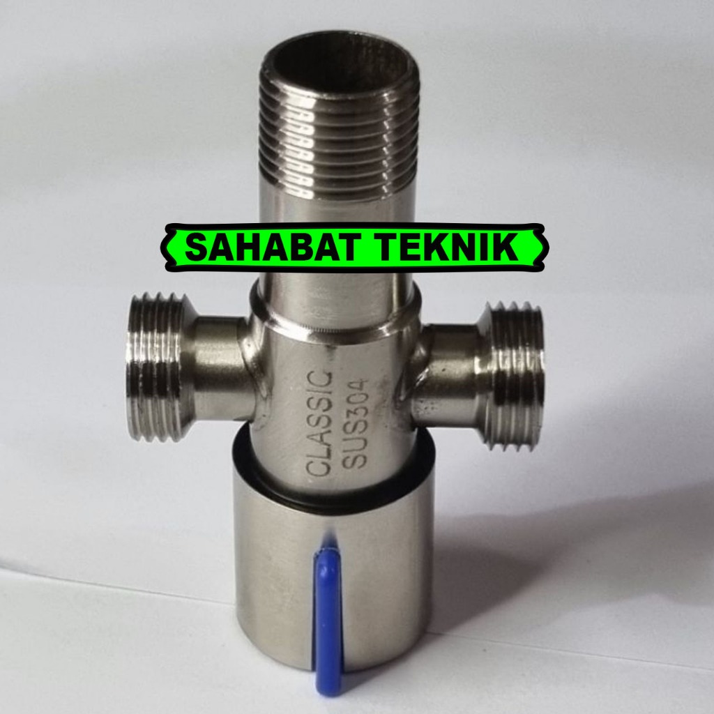 Kran shower washer toilet wastafel Kran cabang 2 besi stainless Classic SUS 304