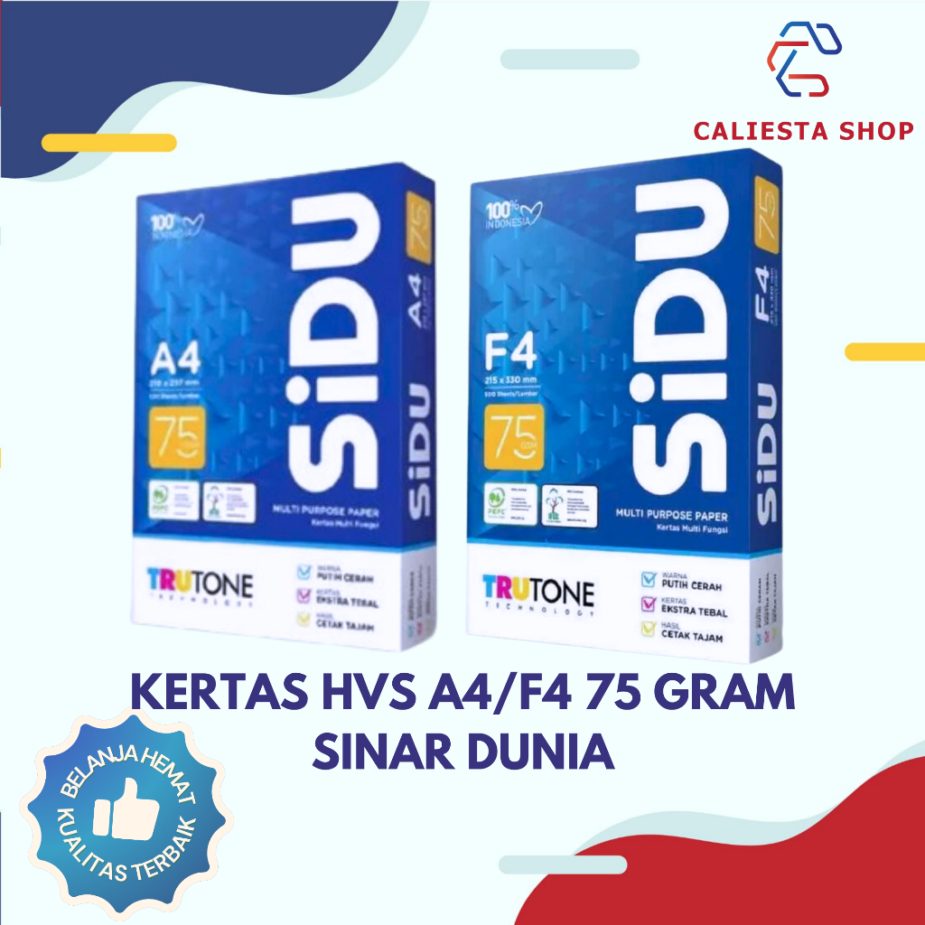 

Kertas HVS A4/F4 75 Gram Sinar Dunia - 1 Rim ( 500 Lembar )
