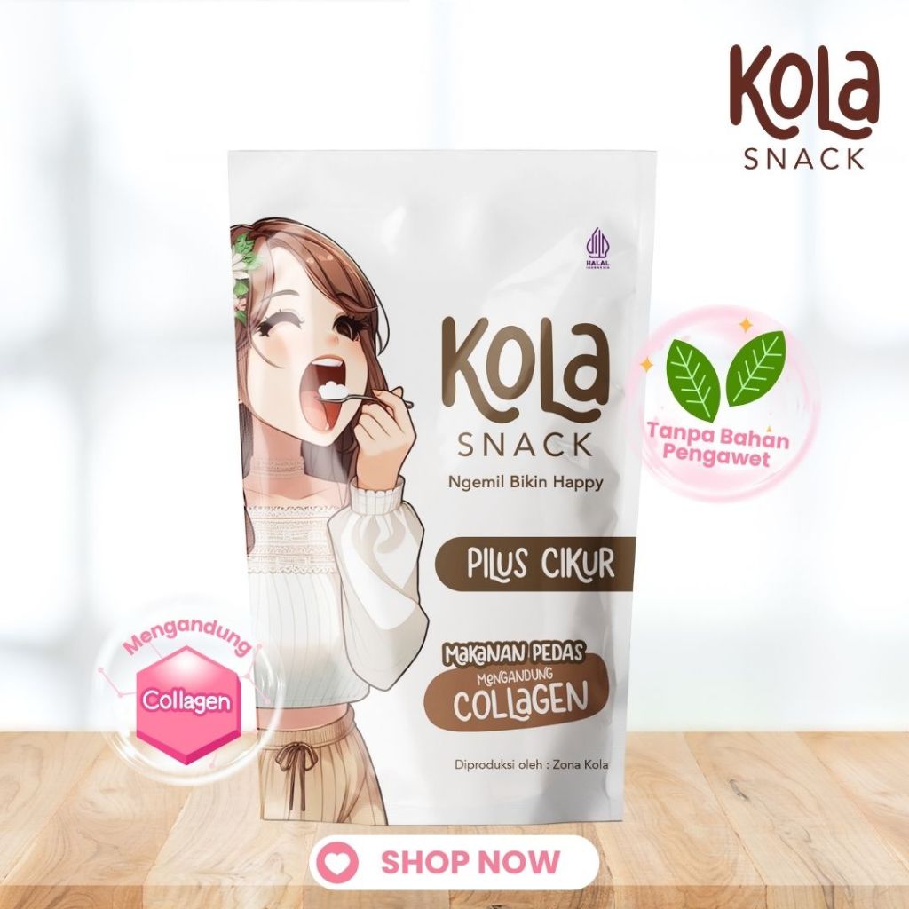 

Kola Snack Pilus Cikur / Cemilan Mengandung Kolagen Pilus Cikur Pedas Gurih Daun Jeruk