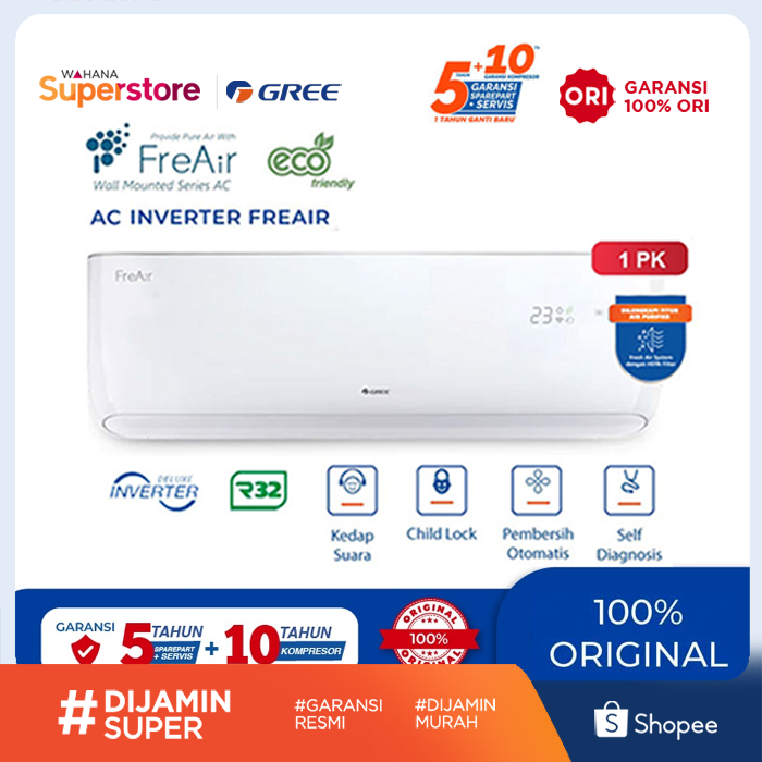 Gree AC Split Dinding Inverter Freair Series 1 PK - GWC-09FREAIR