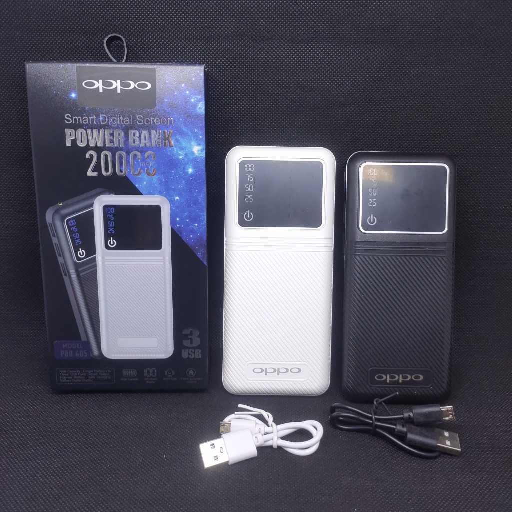 OPPO Power Bank 20000 mAh / Power Bank 3 USB / Smart Digital Screen Power Bank 2000 mAh