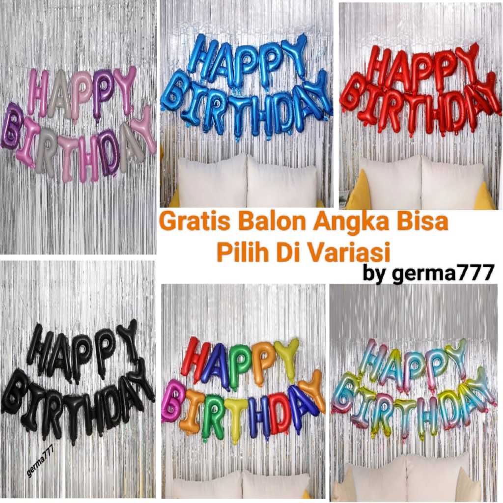 Set Dekor Pesta Ulang Tahun Balon Happy Birthday Perlengkapan Dekorasi  UltahTirai Silver