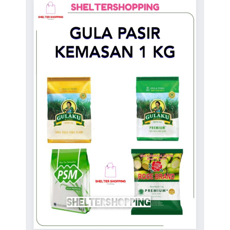 

(INSTANT & SAMEDAY) GULA PASIR PUTIH & KUNING Kemasan 1 Kg