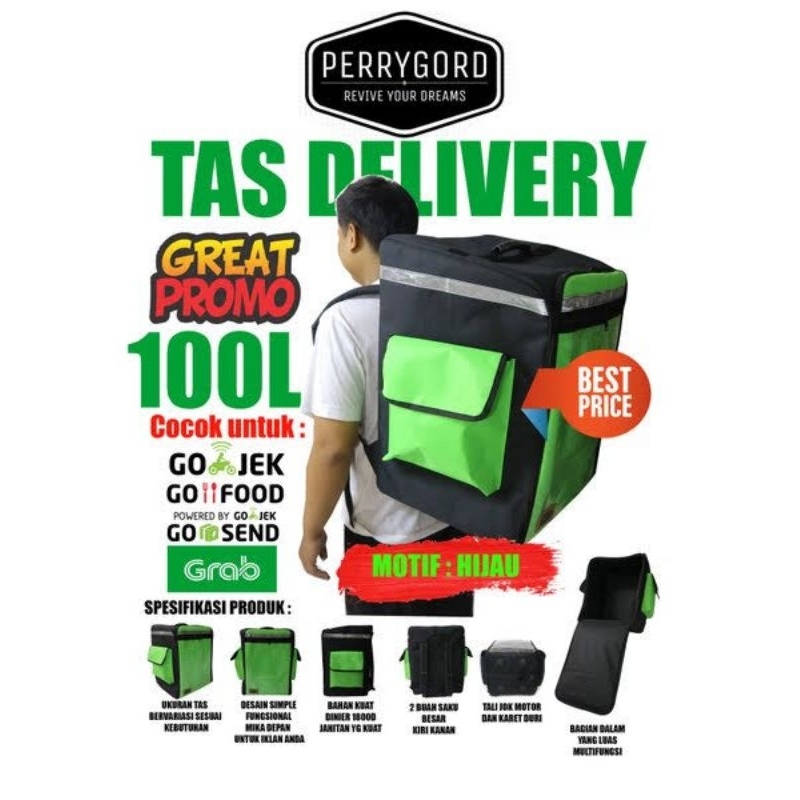 TAS DELIVERY. TAS GOJEK/GRAB. TAS OJOL. TAS SHOPPEFOOD. TAS PUNGGUNG ANTI AIR.TAS PENGANTAR MAKANAN.