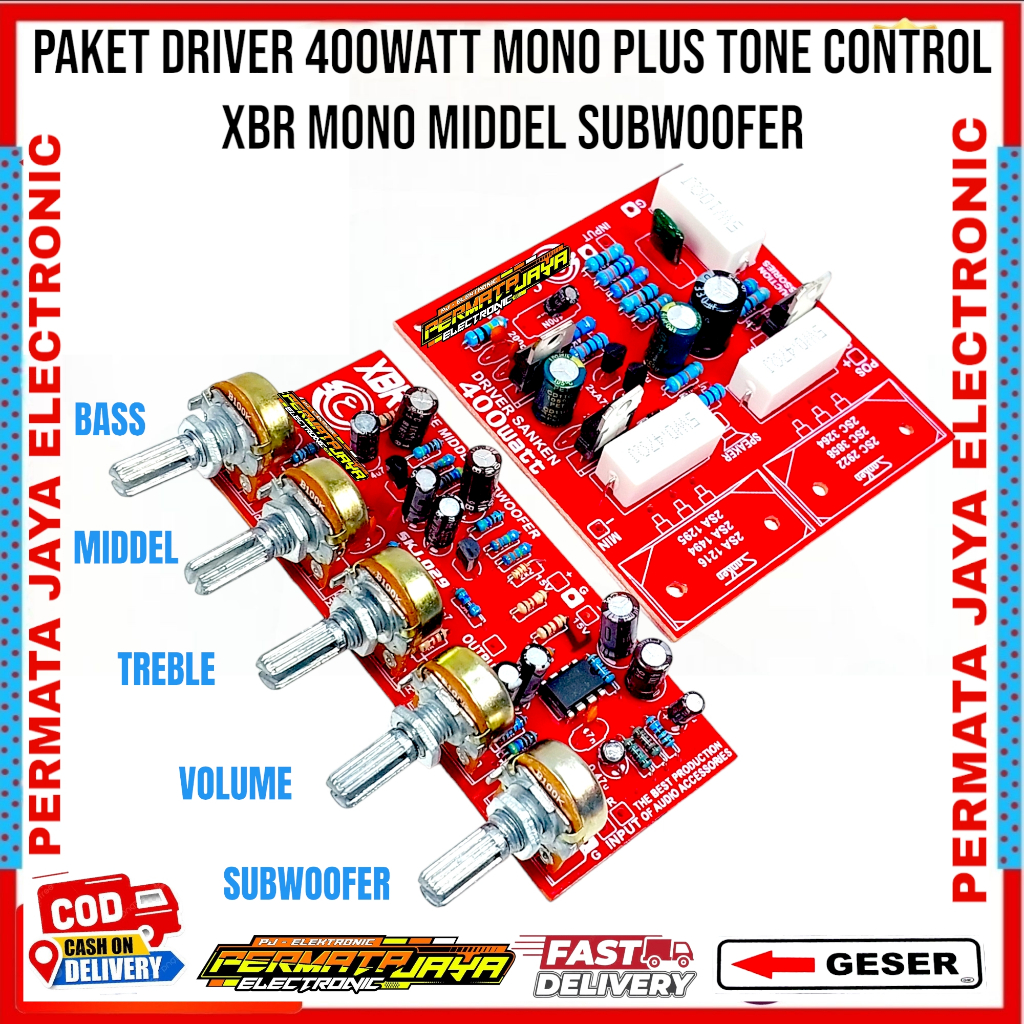 Paket Driver 400Watt Mono Plus Tone Control XBR Middel Plus Subwoofer