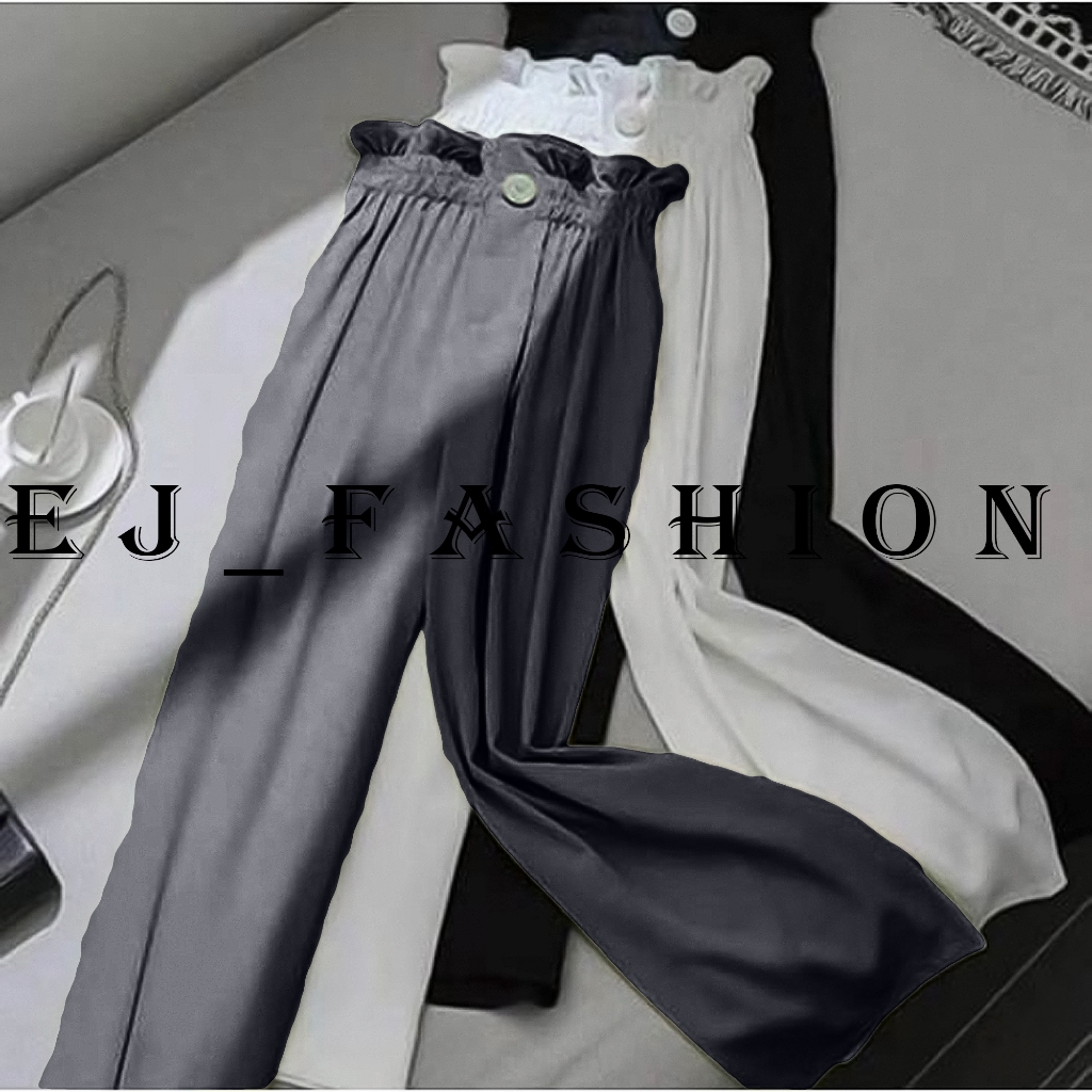 EJ FASHION CELANA WANITA KULOT PANJANG HHWAIST KERUT SUSUN KANCING 1 2024 KEKINIAN STYLE