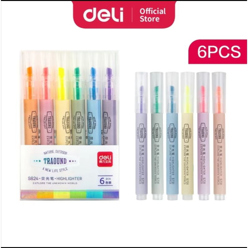 

TOKO_ATK168 Deli Highlighter Pen Pena Isi 6 Pcs Warna S624 (HARGA 1PCS)