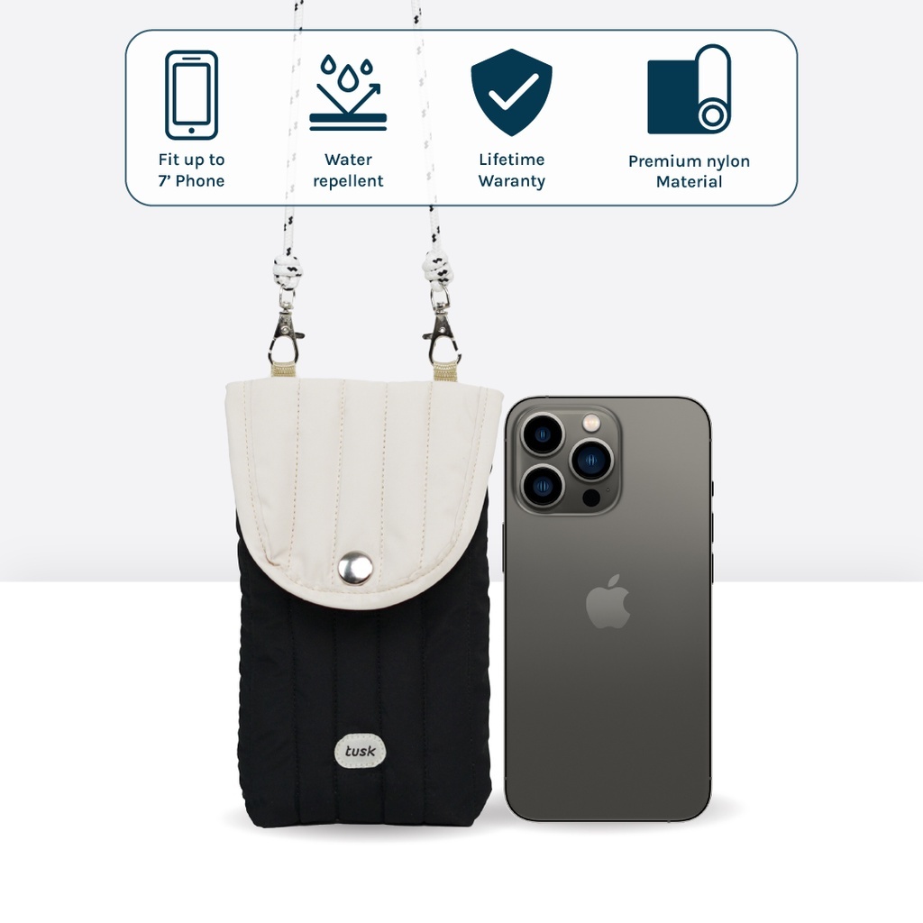 Tuskbag Mafura Series - Tas Handphone Slempang Mini Anti Air Ukuran 12x19.5 cm Warna Hitam Vintage P