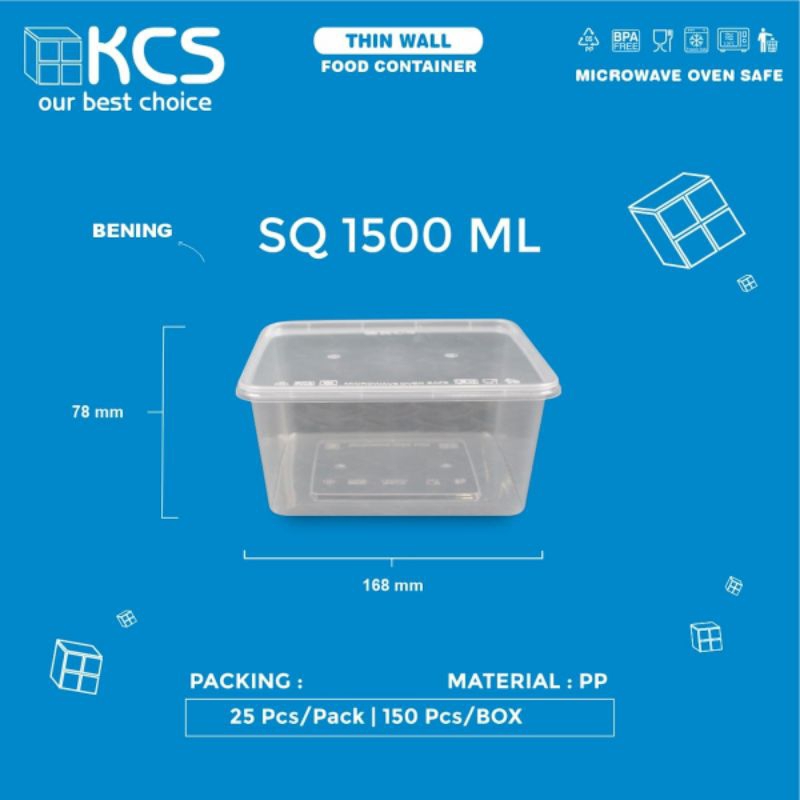 thinwall square 1500 ml/ kotak nasi plastik 1500ml