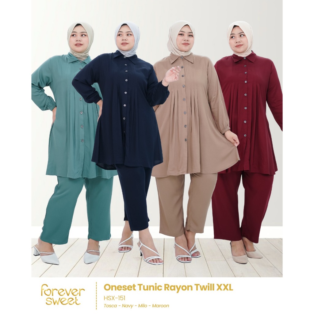 FOREVER SWEET ONE SET TUNIK RAYON TWILL JUMBO XXL & 5XL