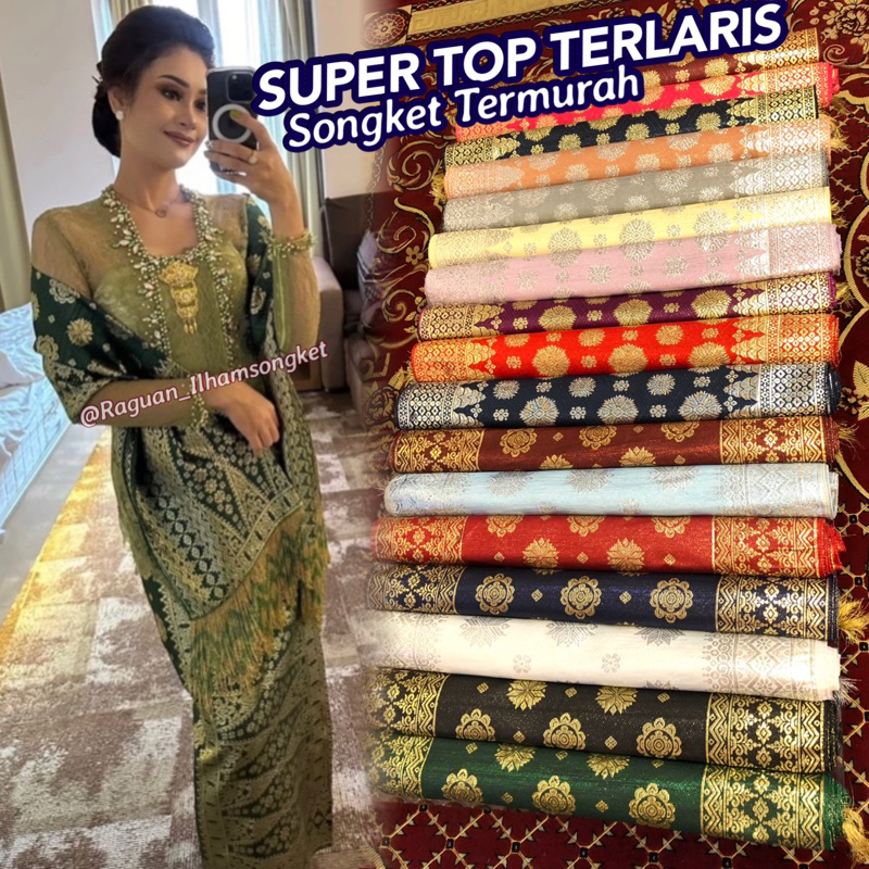 SUPER TOP TERLARIS Songket Palembang Termurah , Ragam Motif Songket ATBM /Songket Tenun mesin Asli p