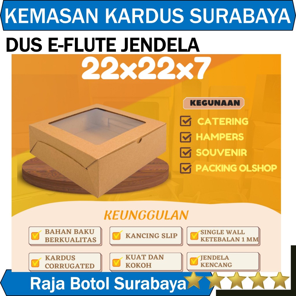 

E-Flute Kotak Kue Dus Roti Hampers Rice Box Jendela 22x22x7 cm