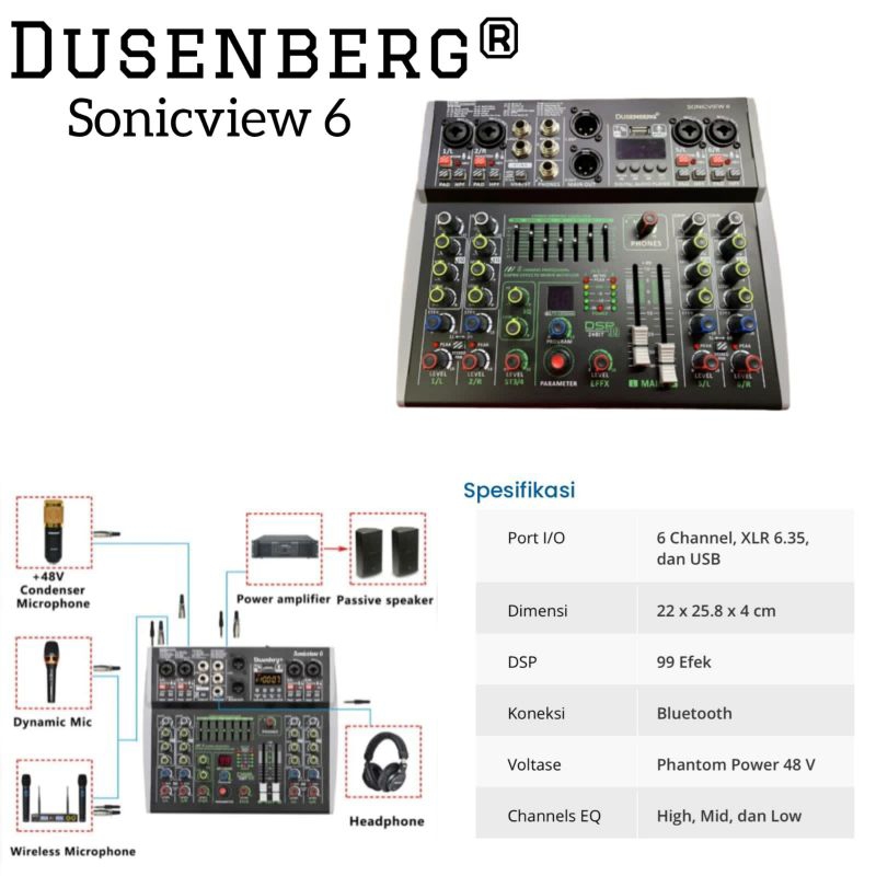 Mixer 6ch Dusen berg Sonicview 6 mixer audio