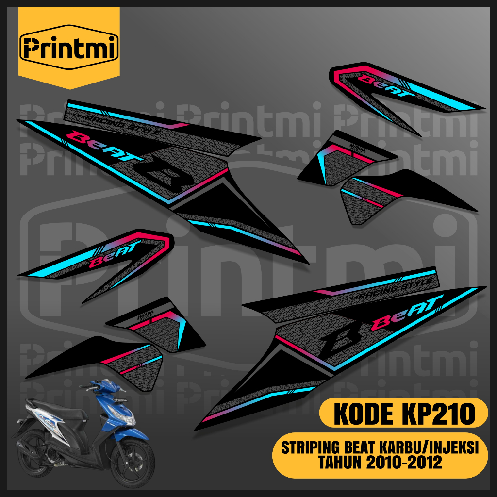 Stiker Striping Motor Beat Karbu Injeksi 2010 2011 2012 Simple Variasi List Modifikasi Keren Printmi