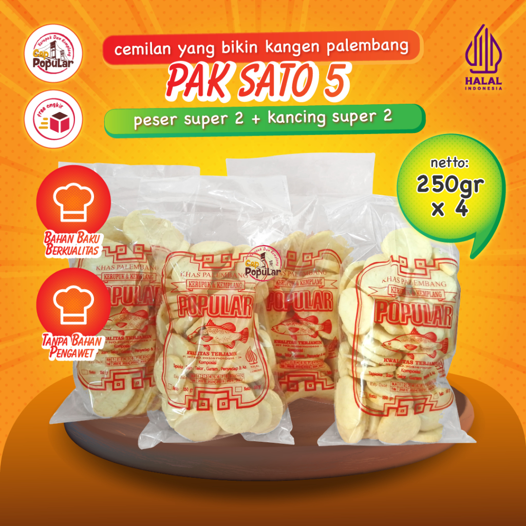 

Pak Sato 5 Peser Super 2 Dan Kancing 2 1 Kg Makanan Ringan Kerupuk Palembang Snack Cemilan Gurih By Novithanthan