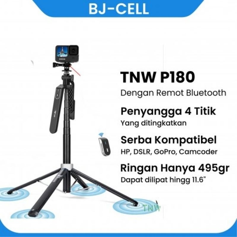 Tripod TNW P180 Tongsis 180cm Bluetooth Selfie Stick Baut 1/4 Tongsis Remote Untuk Gopro Kamera Tong