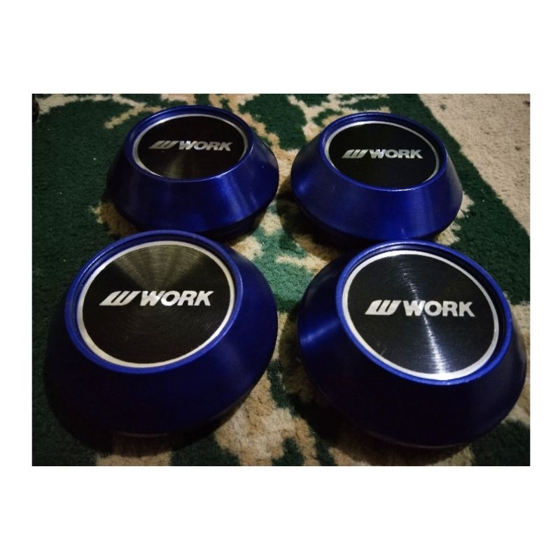 Dop Center Velg Work Meister Variasi Kerucut Biru 6,8cm Atau Tutup as roda ban mobil