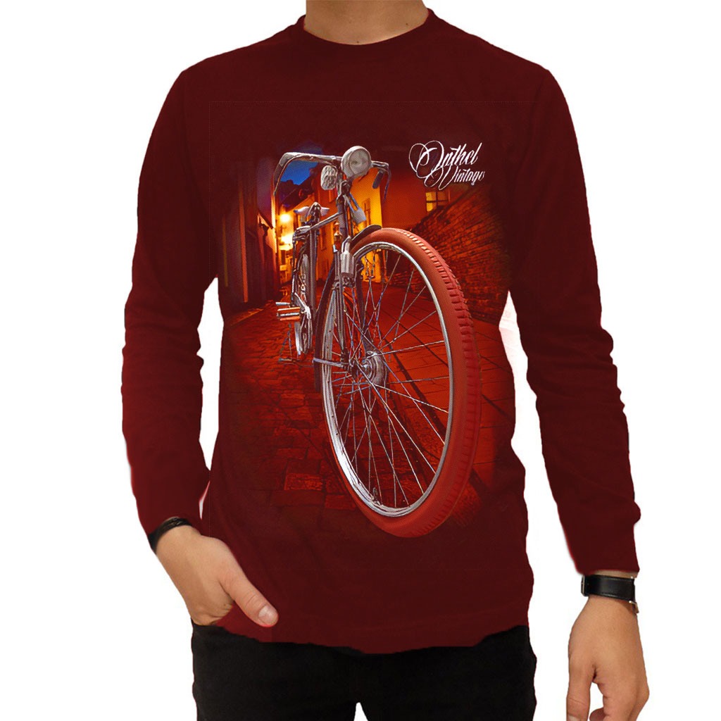 Kaos Lengan Panjang Dewasa Pria Distro Sepeda Onthel Baju Keren Dewasa Terbaru Original Jumbo