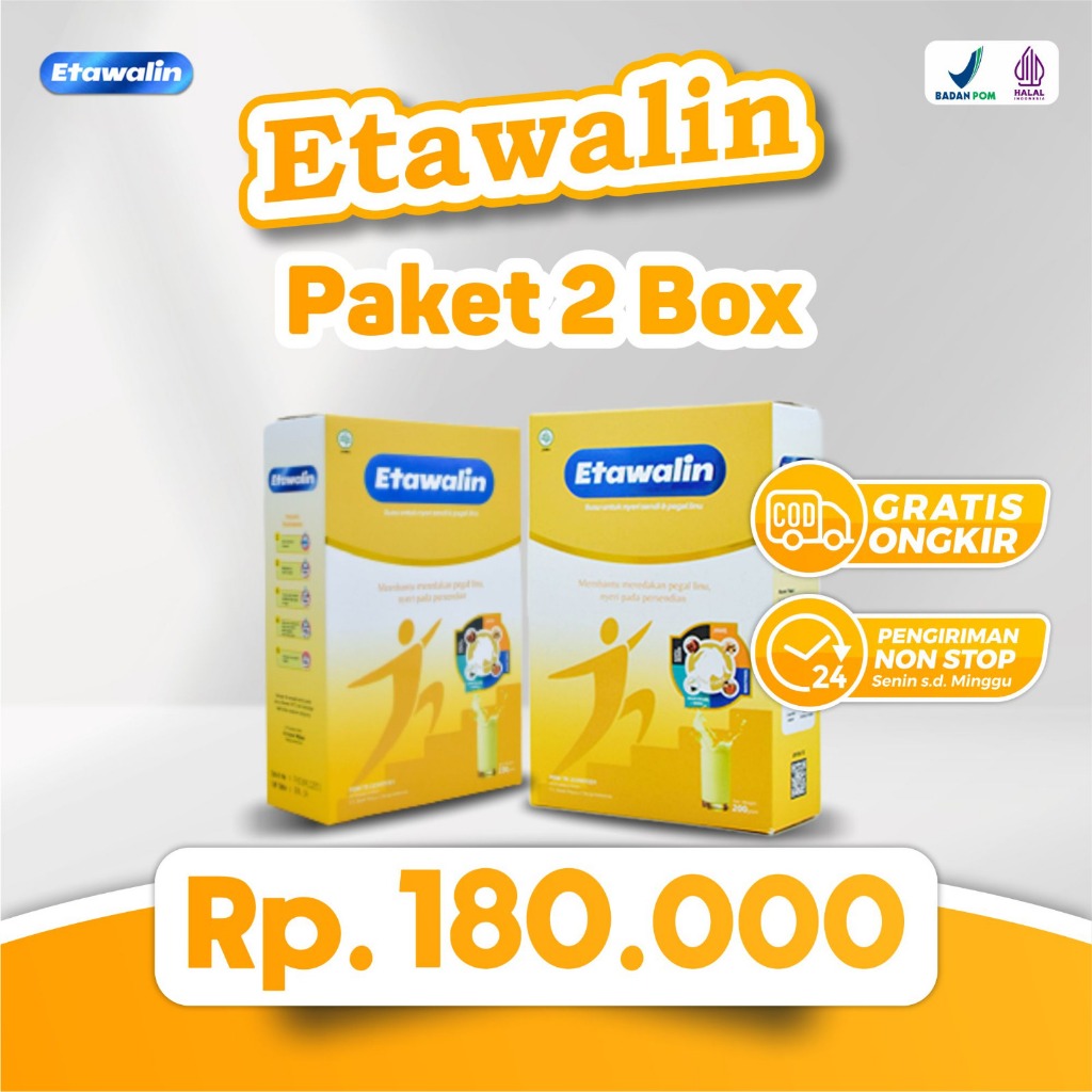 

Paket 2 Box Etawalin Susu Kambing Etawa Solusi Asam Urat dan Nyeri Sendi Isi 200 gram