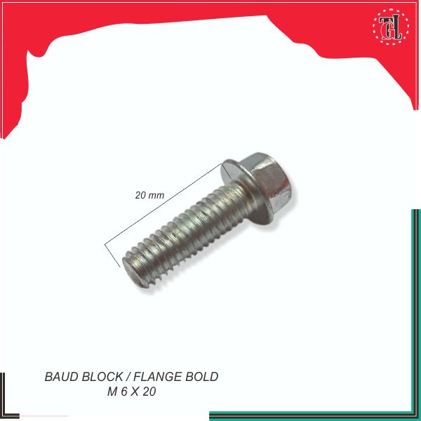 Baud Block / Flange Bold M 6 X 20  -- Isi 1 pcs --