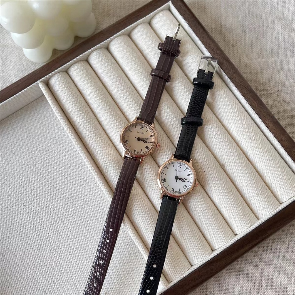 Jam Tangan Wanita Analog Warna Hitam Black White Original Barsh Bulat Korea Antik Panggilan Mini Ant