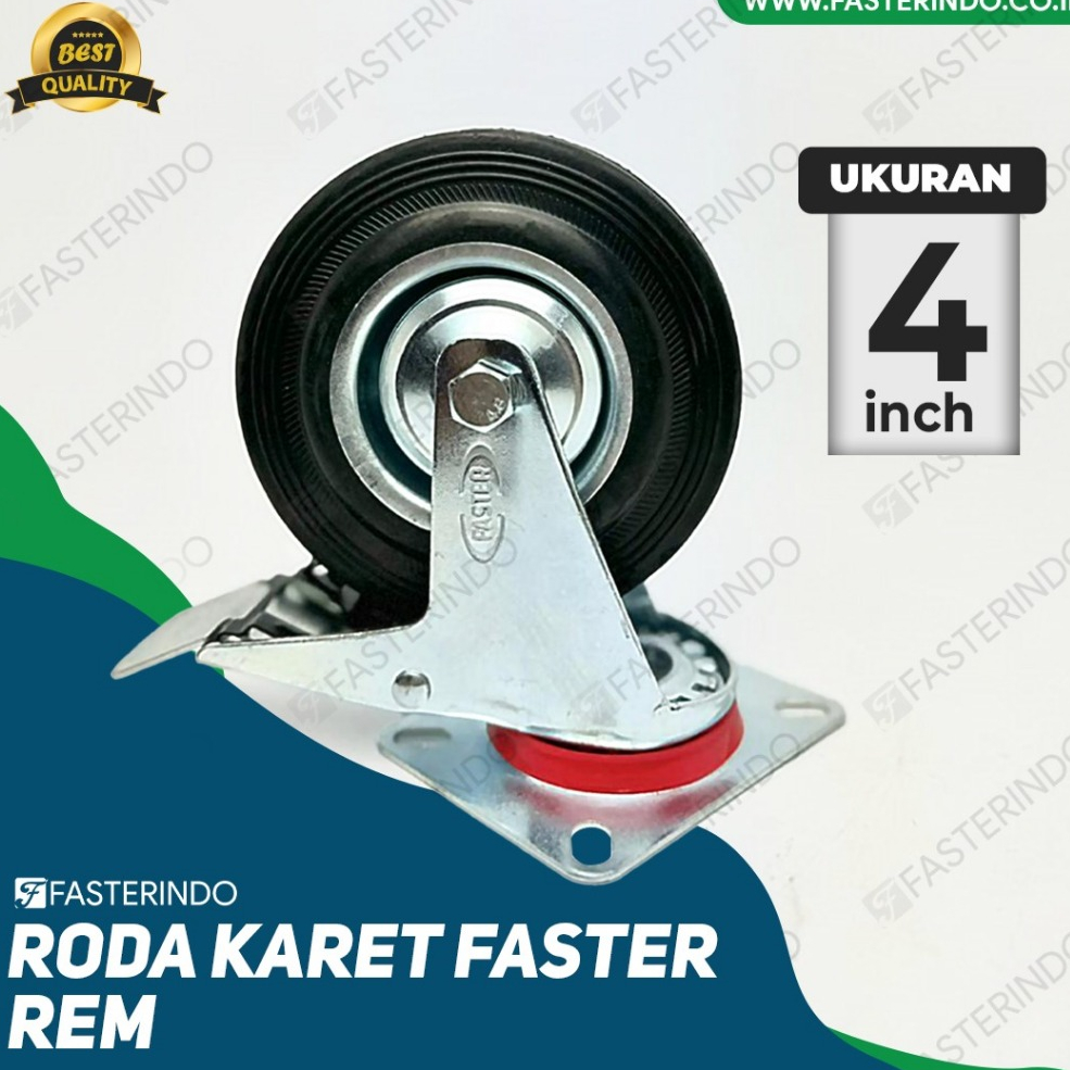 Roda Troli / Roda Etalase / Roda Karet 4 Inch Rem