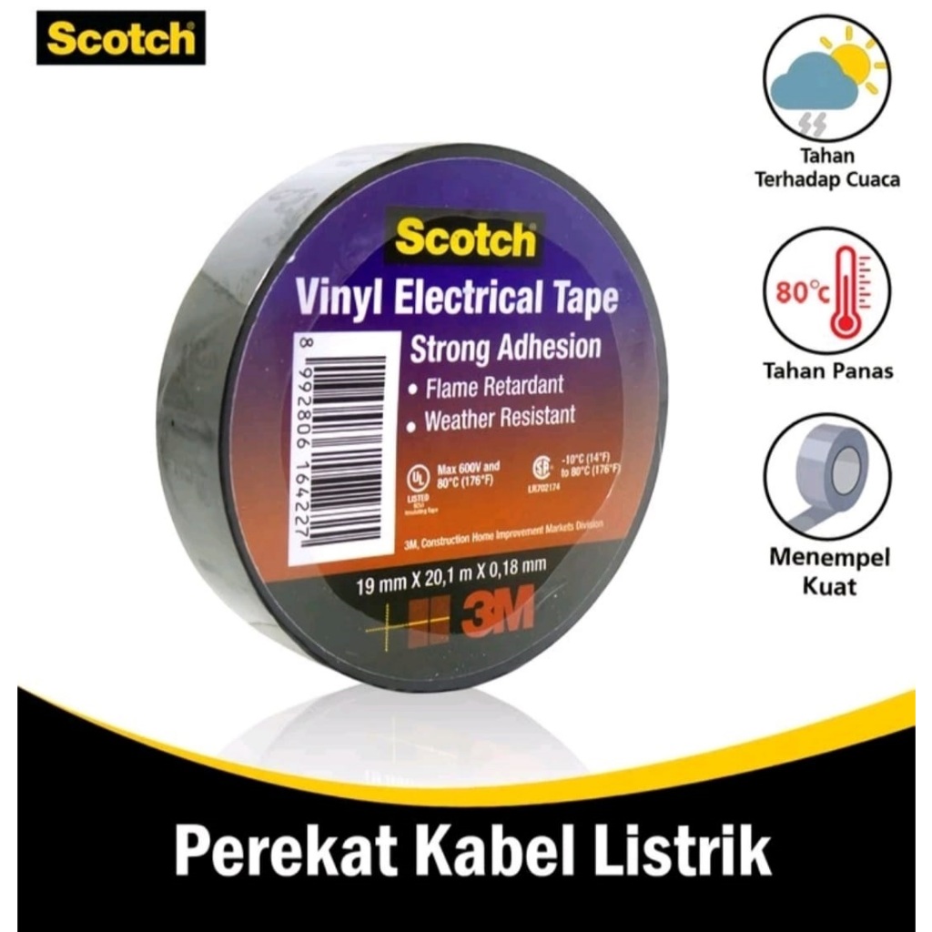 ISOLASI KABEL SCOTCH 3M/ISOLASI LISTRIK 3M SCOTCH