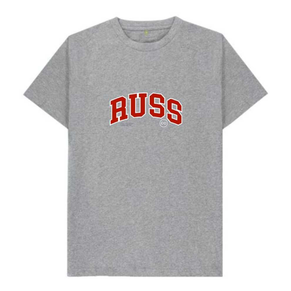 T-shirt RUSS Tulisan Merah Unisex / Kaos Distro RUSS Pria Wanita M-XXL / COD