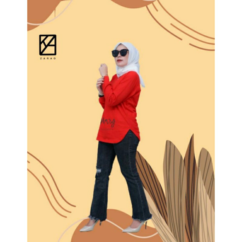 kaos wanita atasan lengan panjang kaos oval six diary