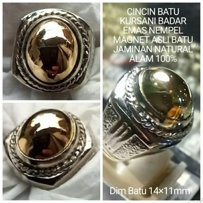 CINCIN BATU BADAR EMAS NEMPEL MAGNET BATU NATURAL ALAM 100%