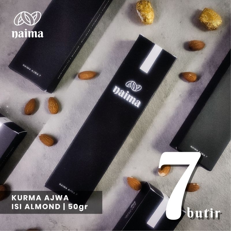 

Kurma Ajwa Naima | KURMA AJWA Organik isi Almond - 7 Butir