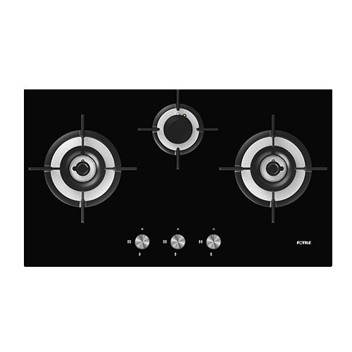 FOTILE Kompor gas tanam GHG78312 3 tungku Kaca Hitam 78 cm GHG 78312