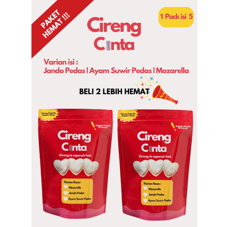 

(PAKET HEMAT) - ( 2 PACK ) Cireng Isi Ayam Suwir Pedas / Jando Pedas / Keju Mozarella.