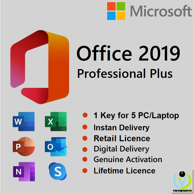 Product Key Microsoft Office 2019 Pro Plus Retail Volume for 5 PC/Laptop