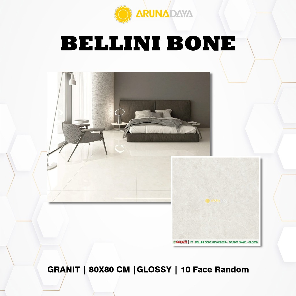 LANTAI GRANIT GLOSSY SUNPOWER - BELLINI BONE UKURAN 80X80CM