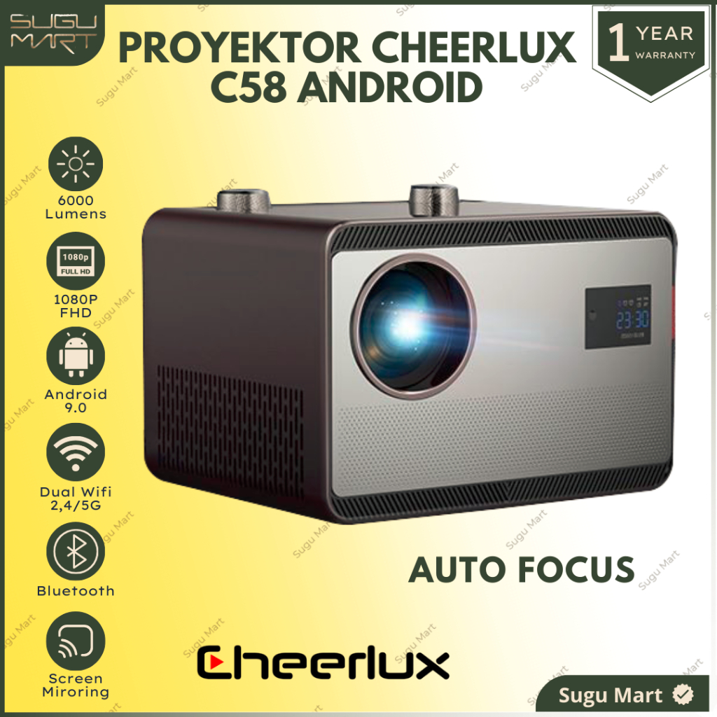 Cheerlux C58 Android 6000 Lumens | Projector Android | Projector Wifi | Projector Cheerlux