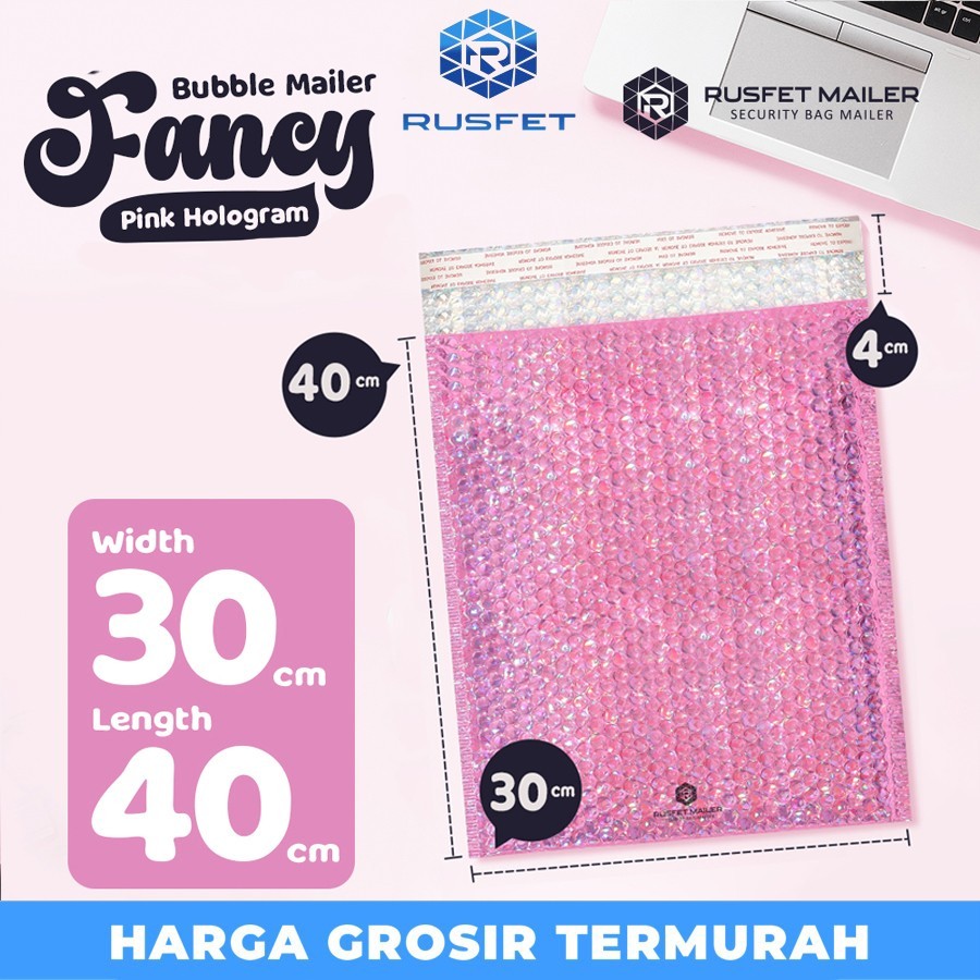 

AMPLOP BUBBLE MURAH|BUBBLE PACKING|BUBBLE MAILER PINK HOLOGRAM 30x40