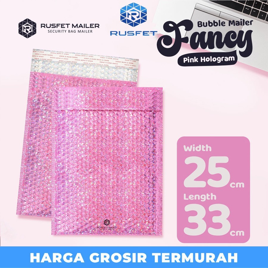 

AMPLOP BUBBLE MURAH|BUBBLE MAILER|BUBBLE PACKING PINK HOLOGRAM 25x33