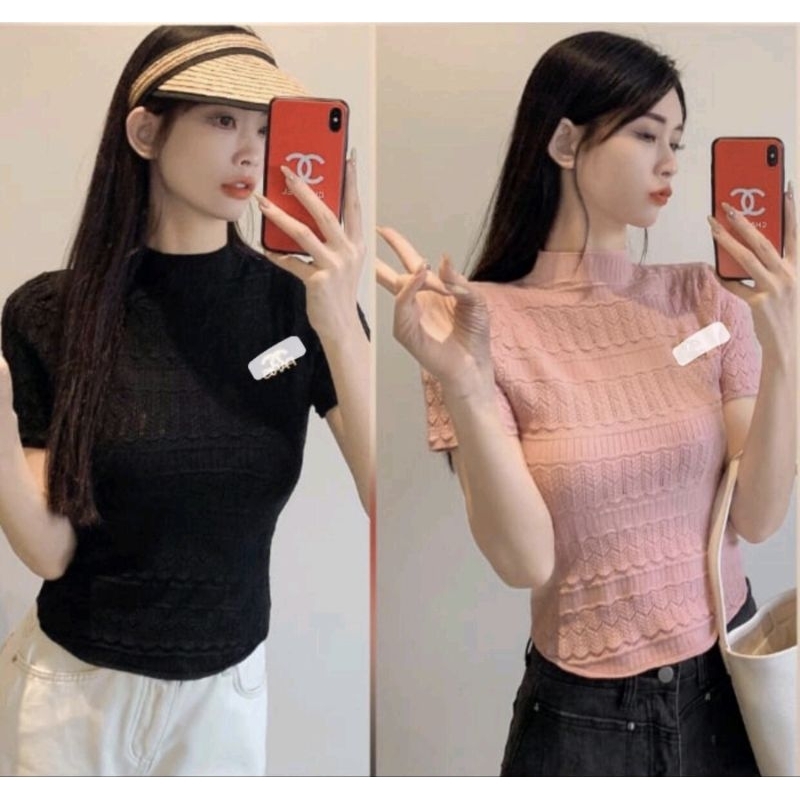 Atasan Rajut Turtle Neck Wanita Import Bahan Halus