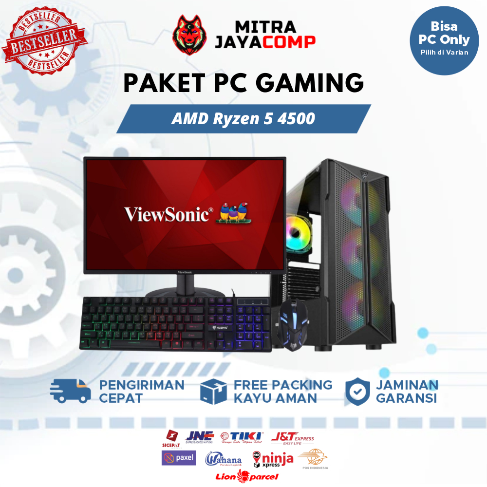 1 Set PC Gaming Fullset AMD Ryzen 5 4500 GTX 1650 + Monitor 24 Inch Garansi 1 Tahun