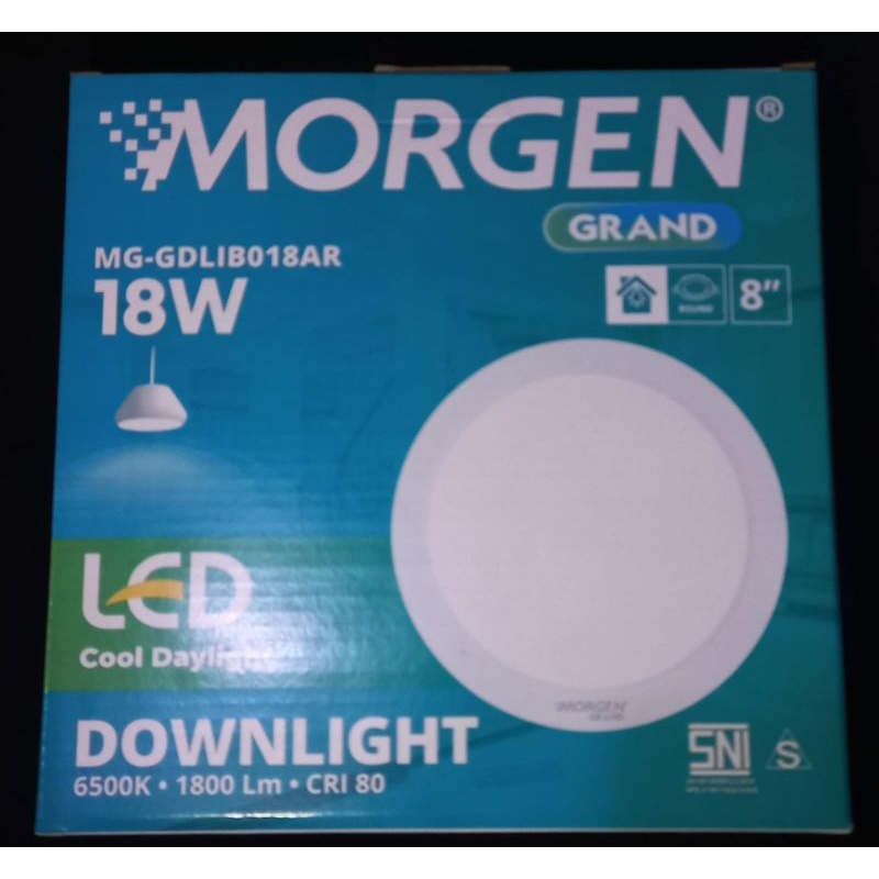 Promo MORGEN Downlight LED Panel 18W IB BULAT PUTIH MORGEN Downlight 8 Inch 18 Watt