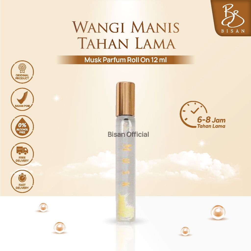 Bisan Official - Musk Eu De Parfume Minyak Wangi Roll On 12 ML Harum Awet Tahan Lama
